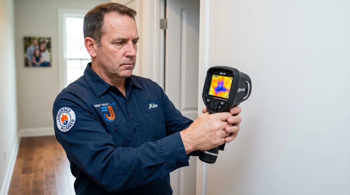 Thermal imaging leak detection by Johns Plumbing LLC in Belcourt